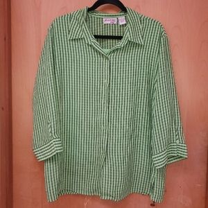 🟦 Joanna Plus 3/4 Sleeve Checkered Top